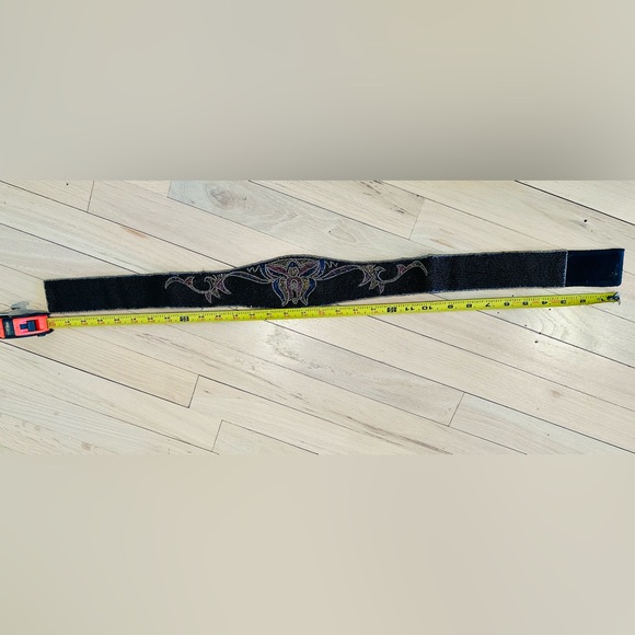 Vintage La Regale Belt Wide Black Multicolor Metallic Beaded Handmade Statement - Picture 14 of 14